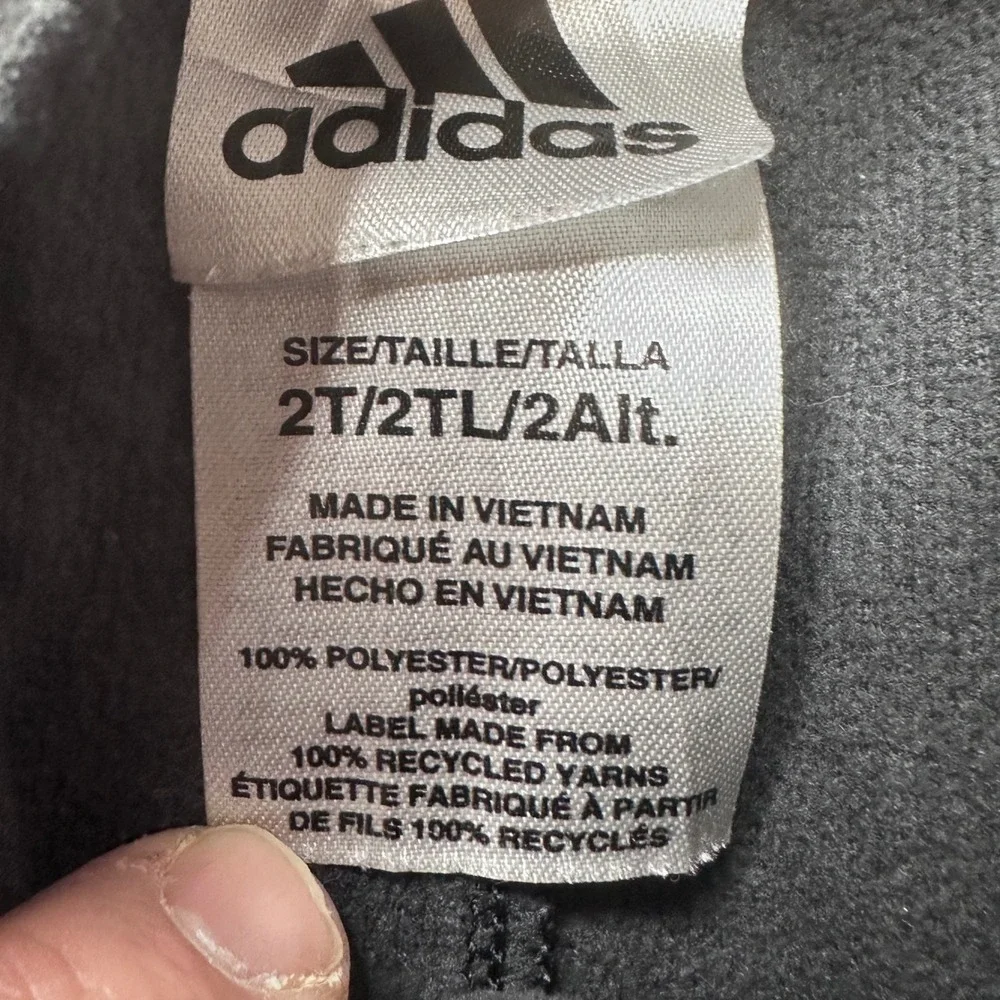 Adidas Joggers Kids 2T Charcoal Grey‎ AK5800 HCM077 3-Stripe Elastic Waist Pants